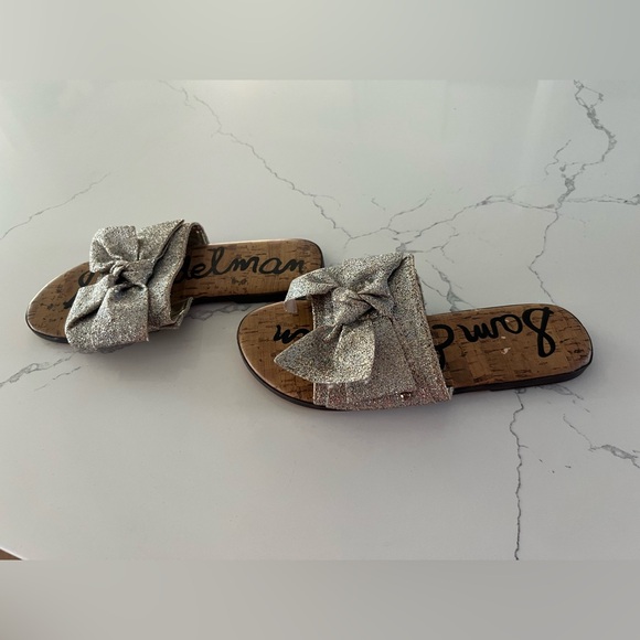 Sam Edelman Slip On Glitter Glam Sparkle Bow Gigi Sandals Girls Size 3 - Picture 2 of 8